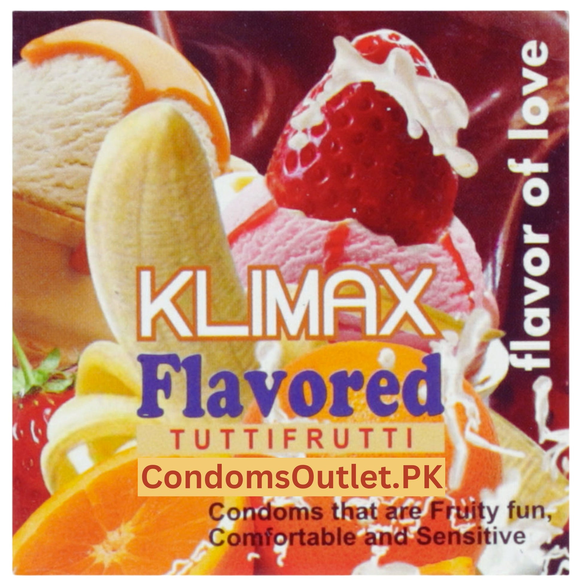 Klimax Tutti Frutti Flavored Condoms - 2 Condoms