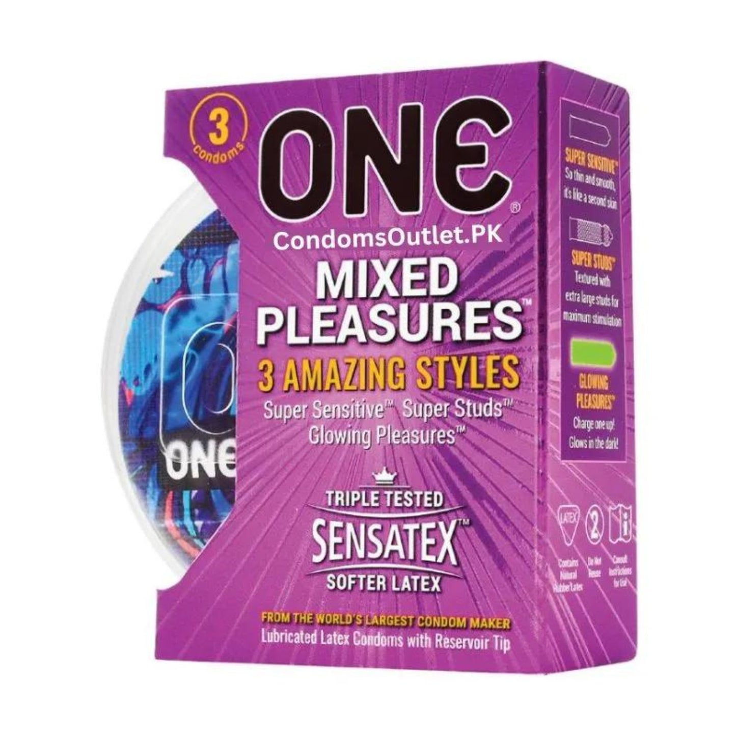 One Mixed Pleasure Condoms 3's