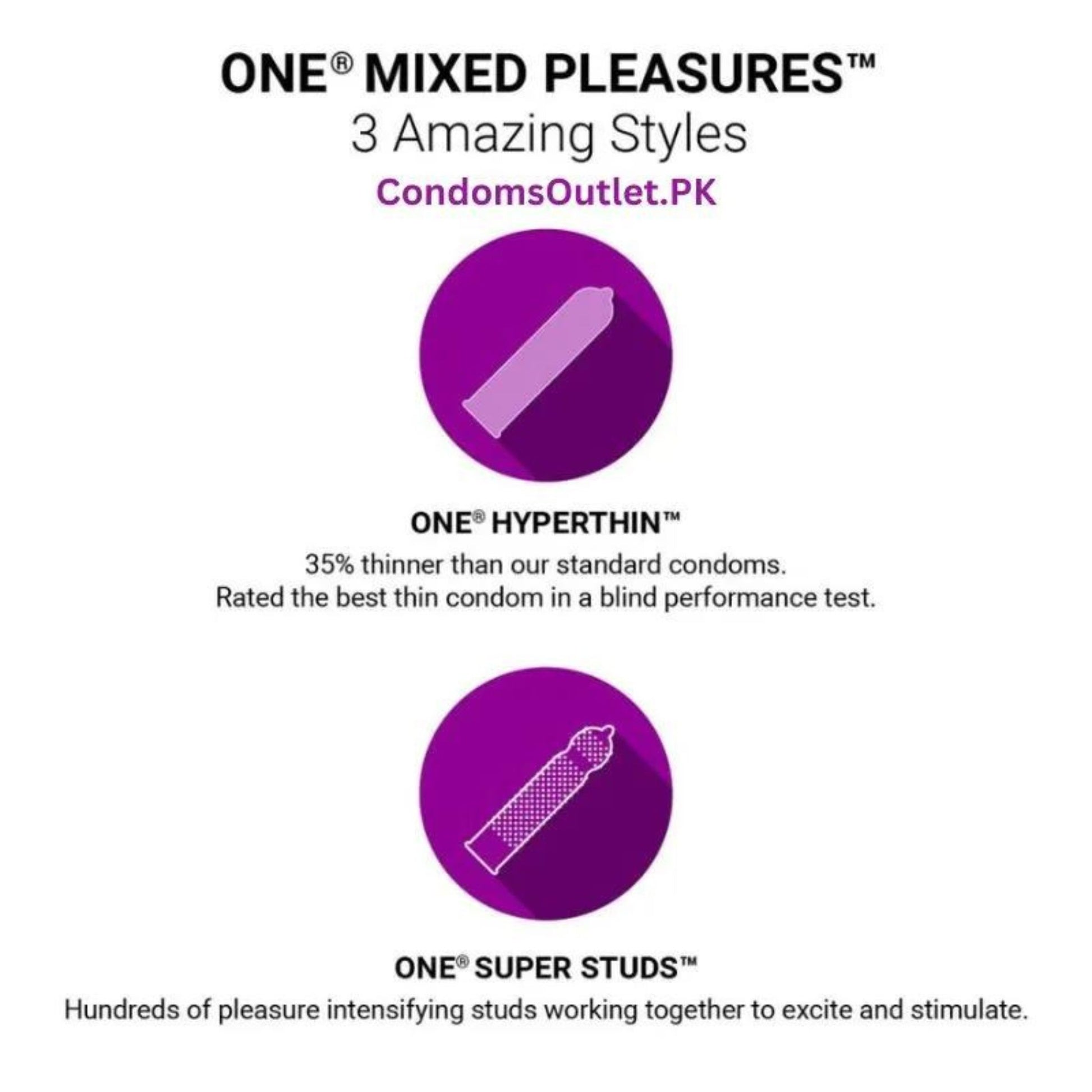 One Mixed Pleasure Condoms 3's