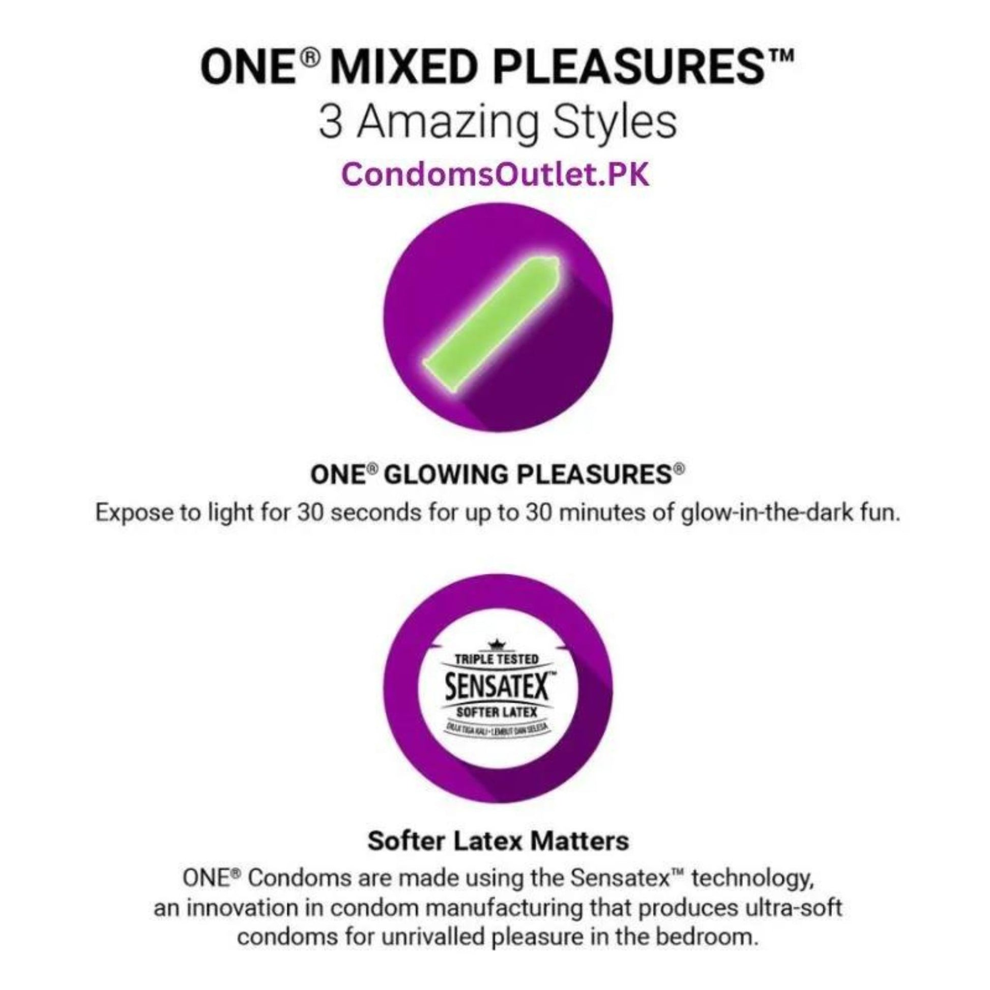 One Mixed Pleasure Condoms 3's