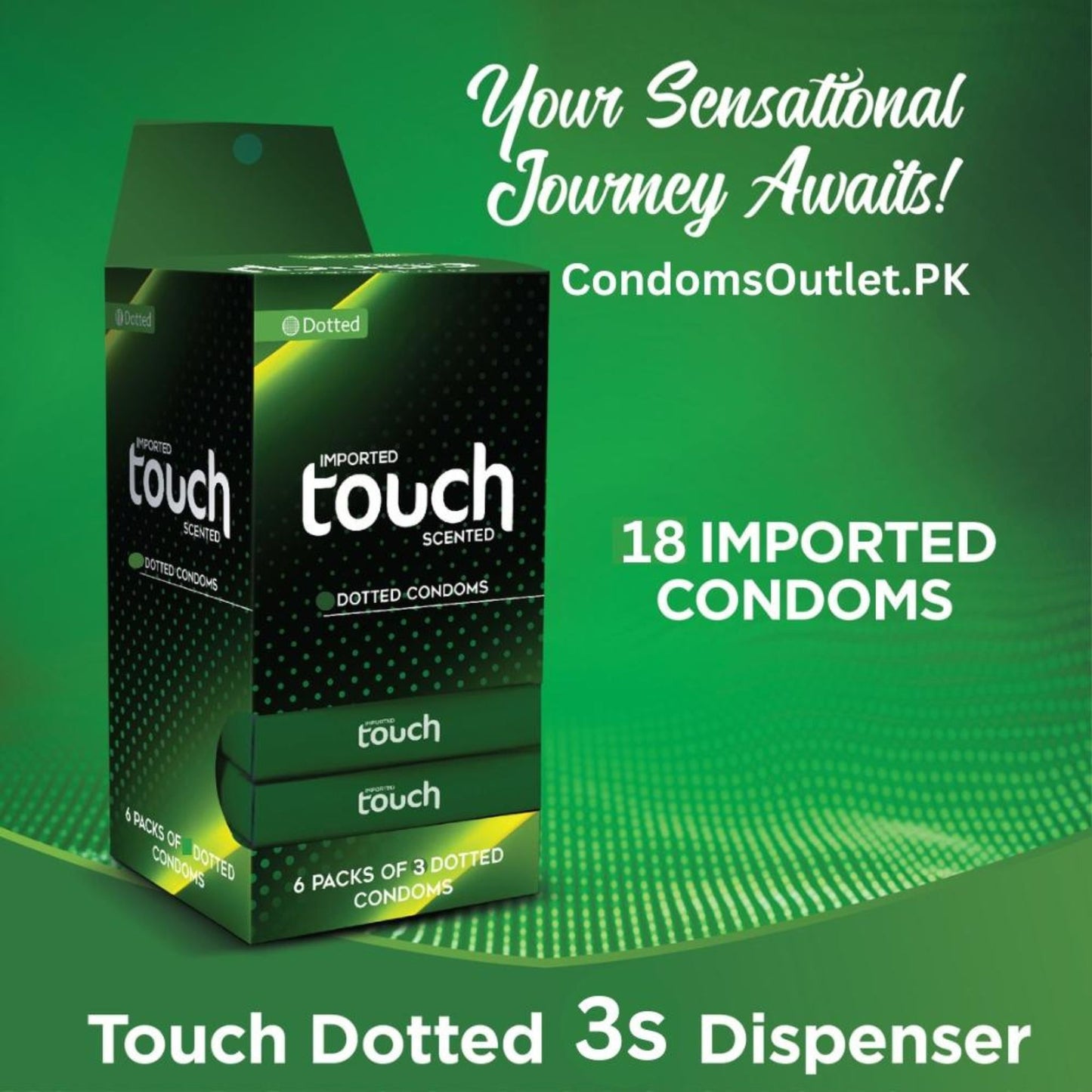 Touch Dotted Condoms Dispenser 18 Condoms